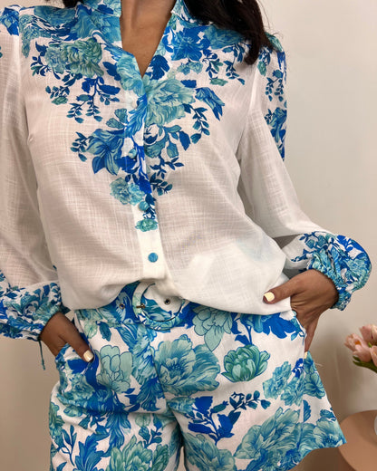 Camisa Blue Flowers
