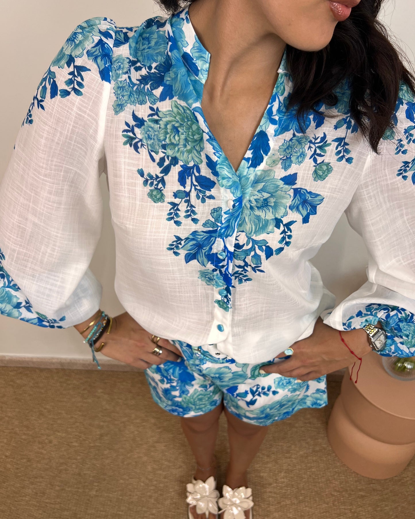 Camisa Blue Flowers